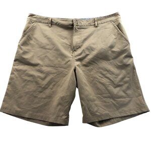 Champion Mens Short 38 Tan Casual Chino Khaki Classic Summer Travel Flat Front